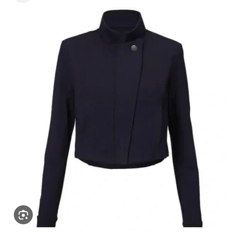 NEW~Women's Cabi # 6259 ADMIRAL JACKET Navy Blue Ponte Knit Cropped Zip Front XS